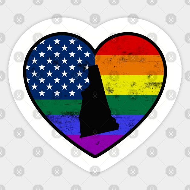 New Hampshire United States Gay Pride Flag Heart Sticker by TextTees